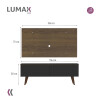 Rack TV mueble Lumax + panel rústico con estantes 55” Negro/Marron