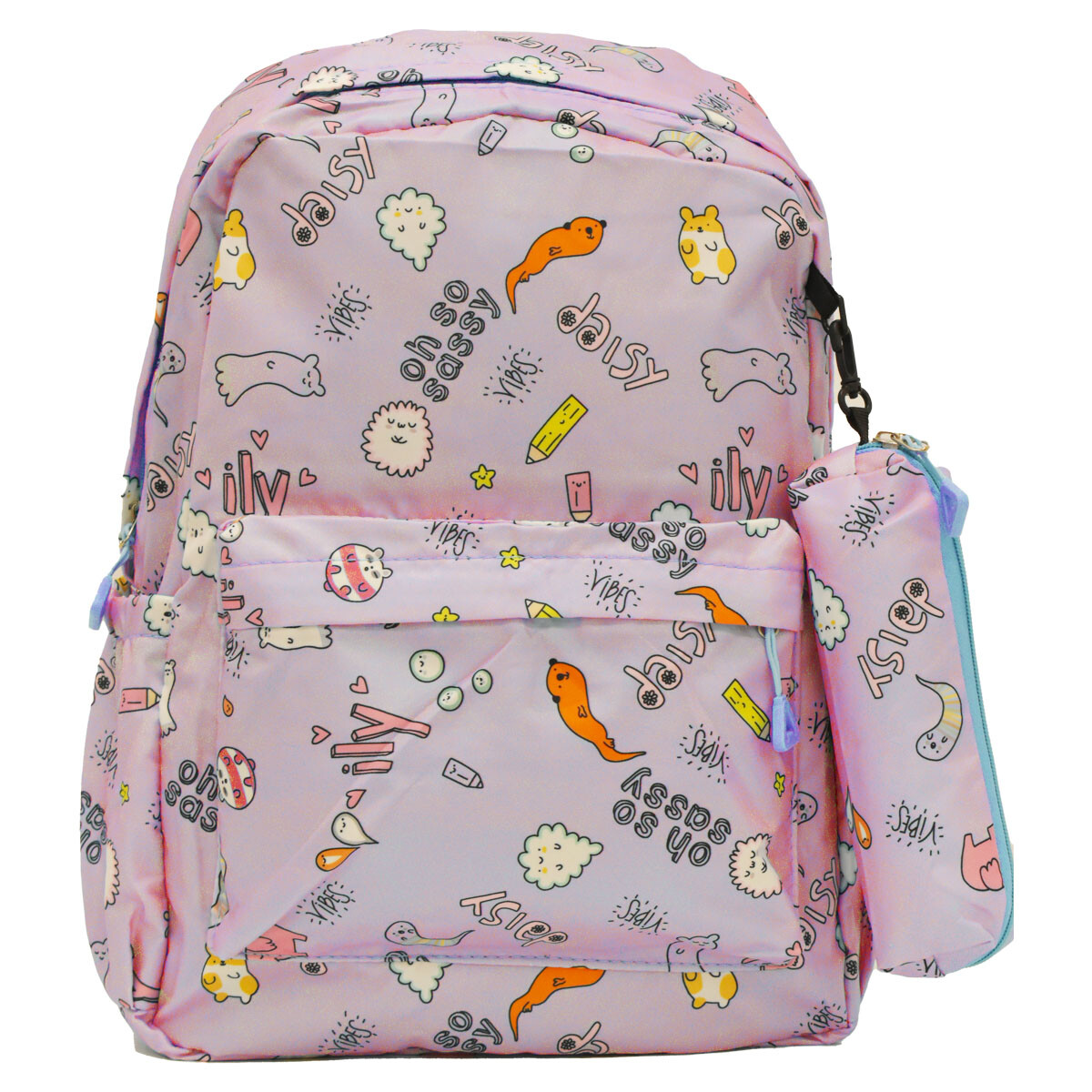 Mochila Escolar Diseño Infantil para Laptop con Cartuchera - Rosa 