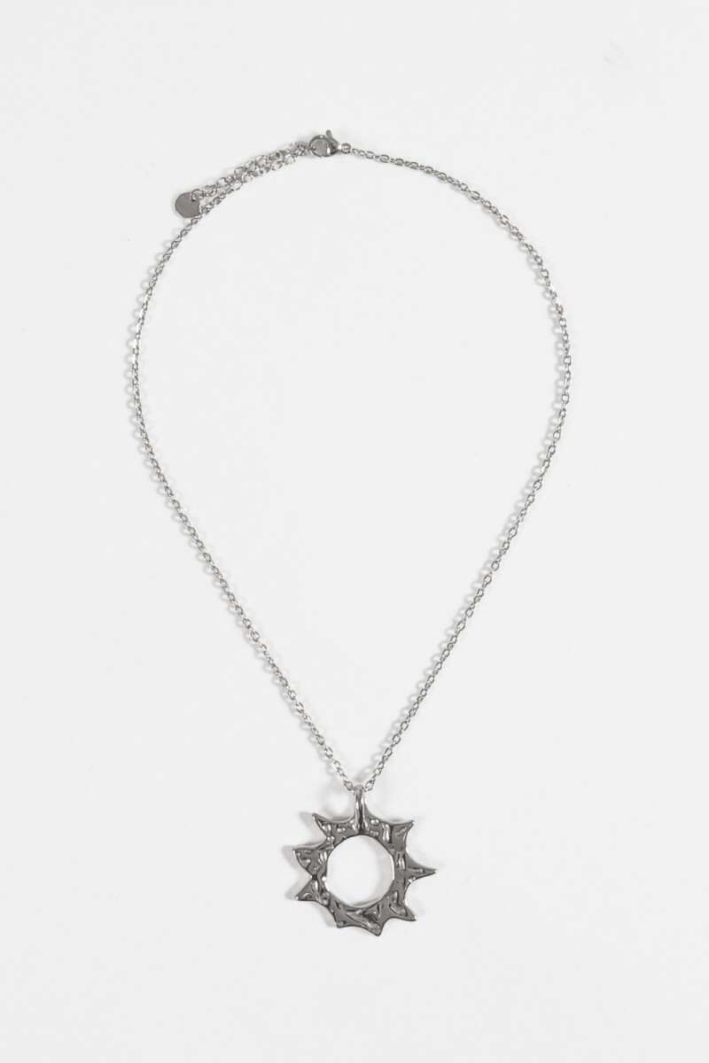 Collar dije estrella texture acero plateado