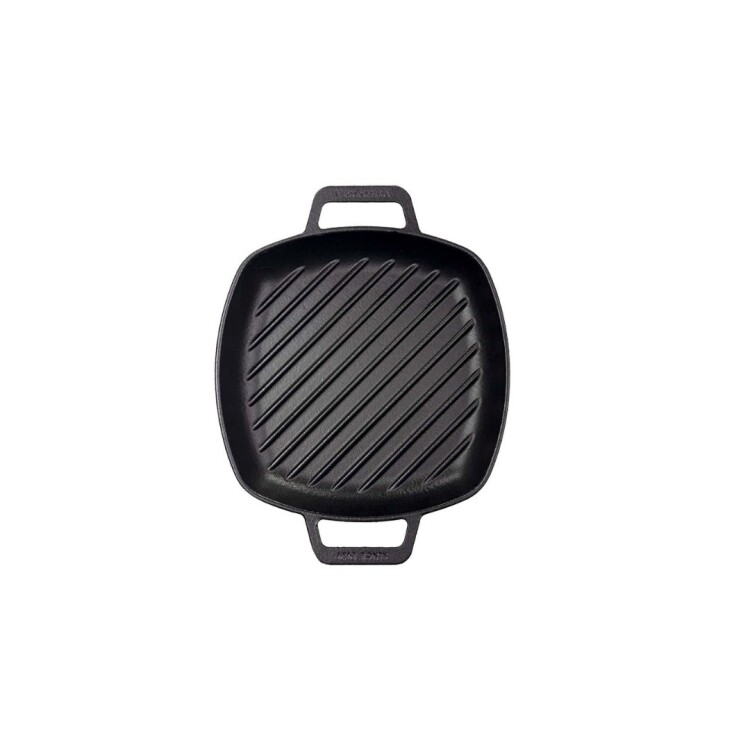 SARTEN HIERRO CURADO CUADRADO DOBLE ASA 25X25CM NEGRO