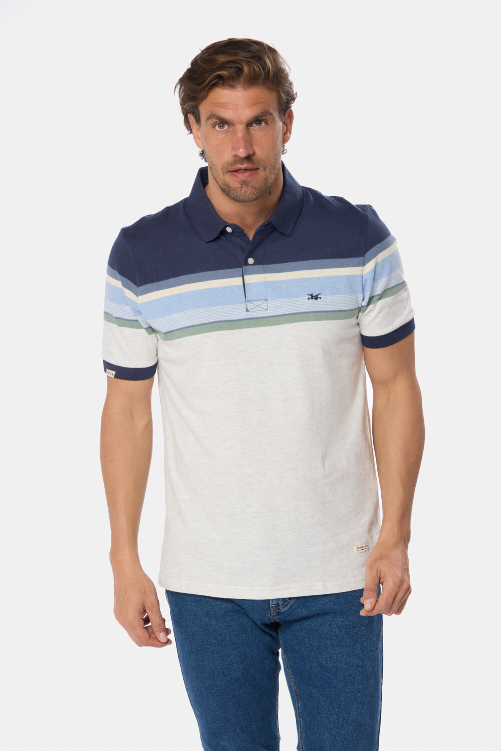 REMERA POLO RAYADA Gris