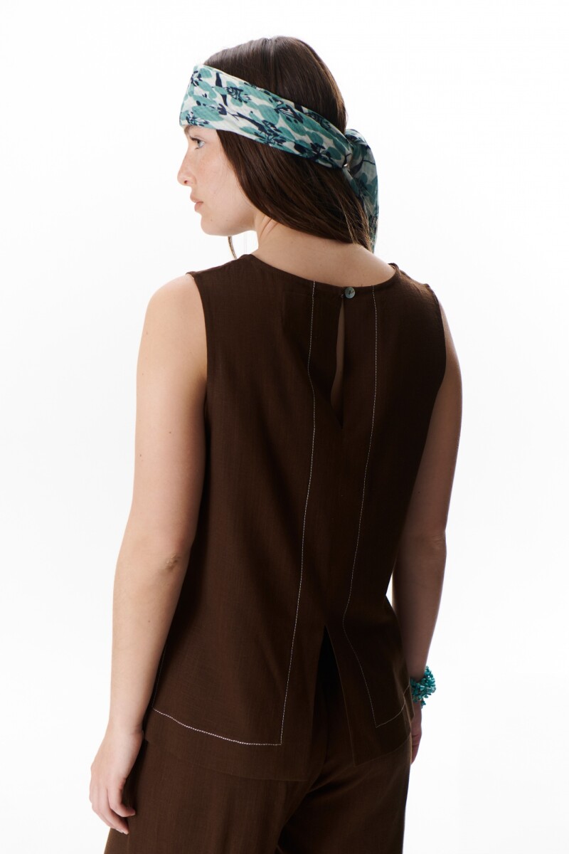 TOP LINO POCKET MARRON