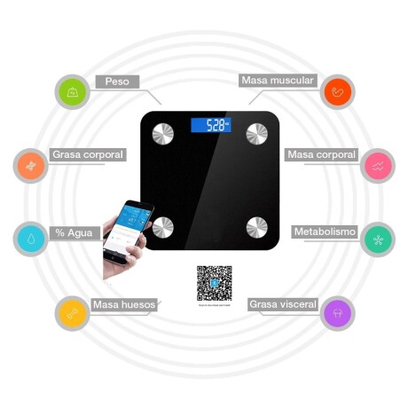 Balanza Digital Smart c/Bluetooth App Seguimiento Peso Salud Blanco