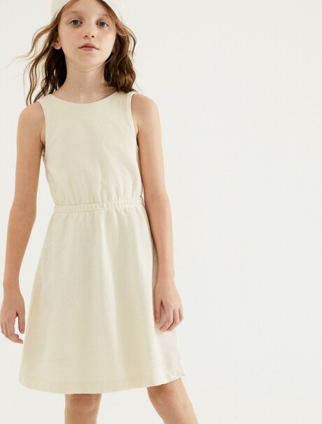VESTIDO INFANTIL CON TEXTURA BEIGE