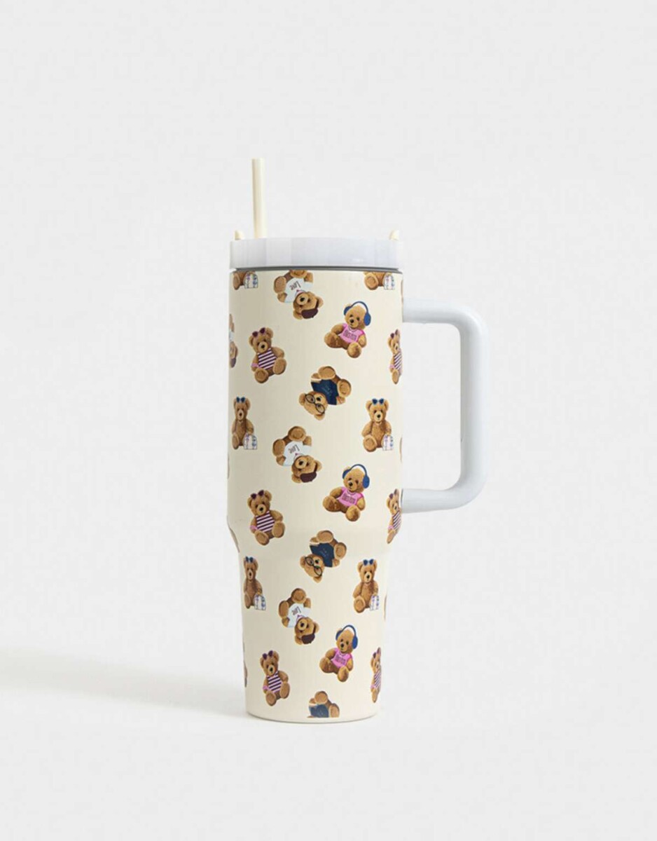 Vaso Térmico Estampa Teddy - Blanco Crudo 