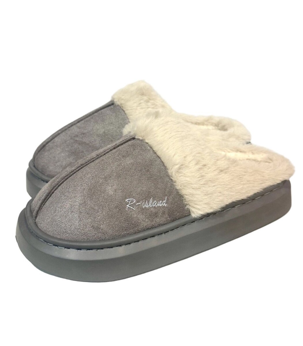 Pantufla Gamuza con Corderito Super Abrigada Antideslizante - Gris 