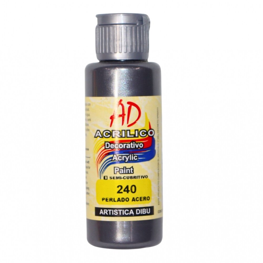 PINTURA ACRILICA ARTISTICA DIBU 60 ML. DIFERENTES COLORES COLOR PERLADO ACERO 240