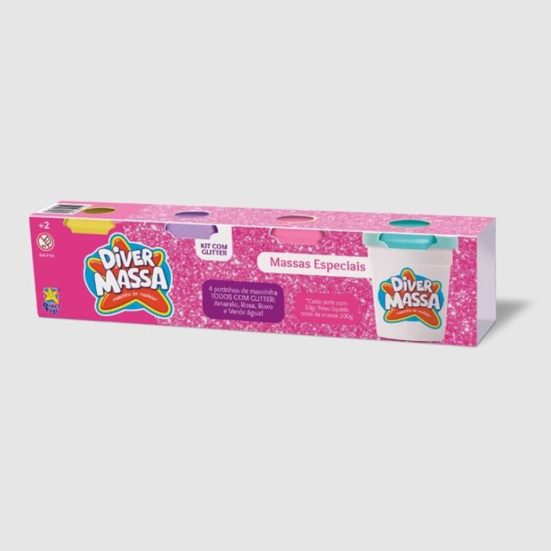 Set 4 Potes C/Glitter Surtidos Diver Massa DIVER MASSA- SET 4 POTES C/GLITTER SURTIDOS
