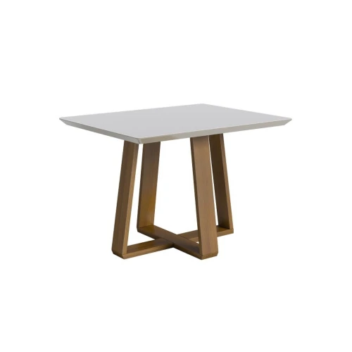 Mesa de Comedor Wood 1.2 - Rectangular - Línea Manhattan - Vidrio - Blanco/Natural Mesa de Comedor Wood 1.2 - Rectangular - Línea Manhattan - Vidrio - Blanco/Natural