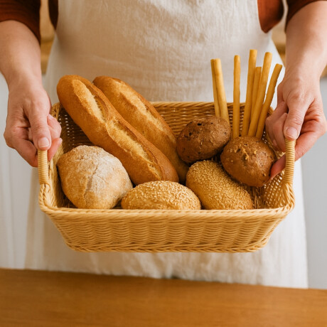 Panera , cesto rectangular con asas beige 480 x 355 x 100 mm Panera , cesto rectangular con asas beige 480 x 355 x 100 mm