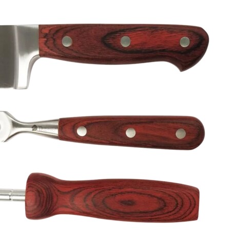 Set POM Madera 3 Piezas Cuchillo Trinche Chaira Set POM Madera 3 Piezas Cuchillo Trinche Chaira