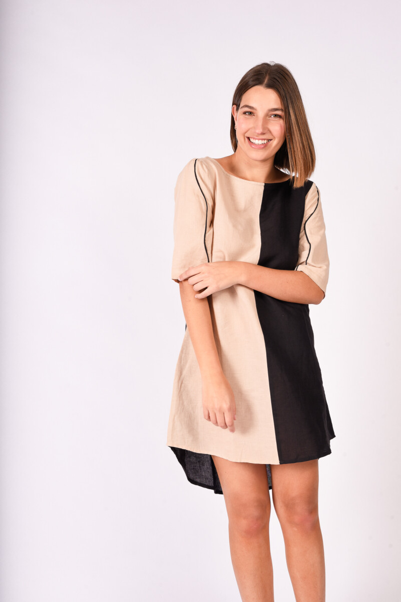 vestido Morea - NEGRO Y CRUDO 