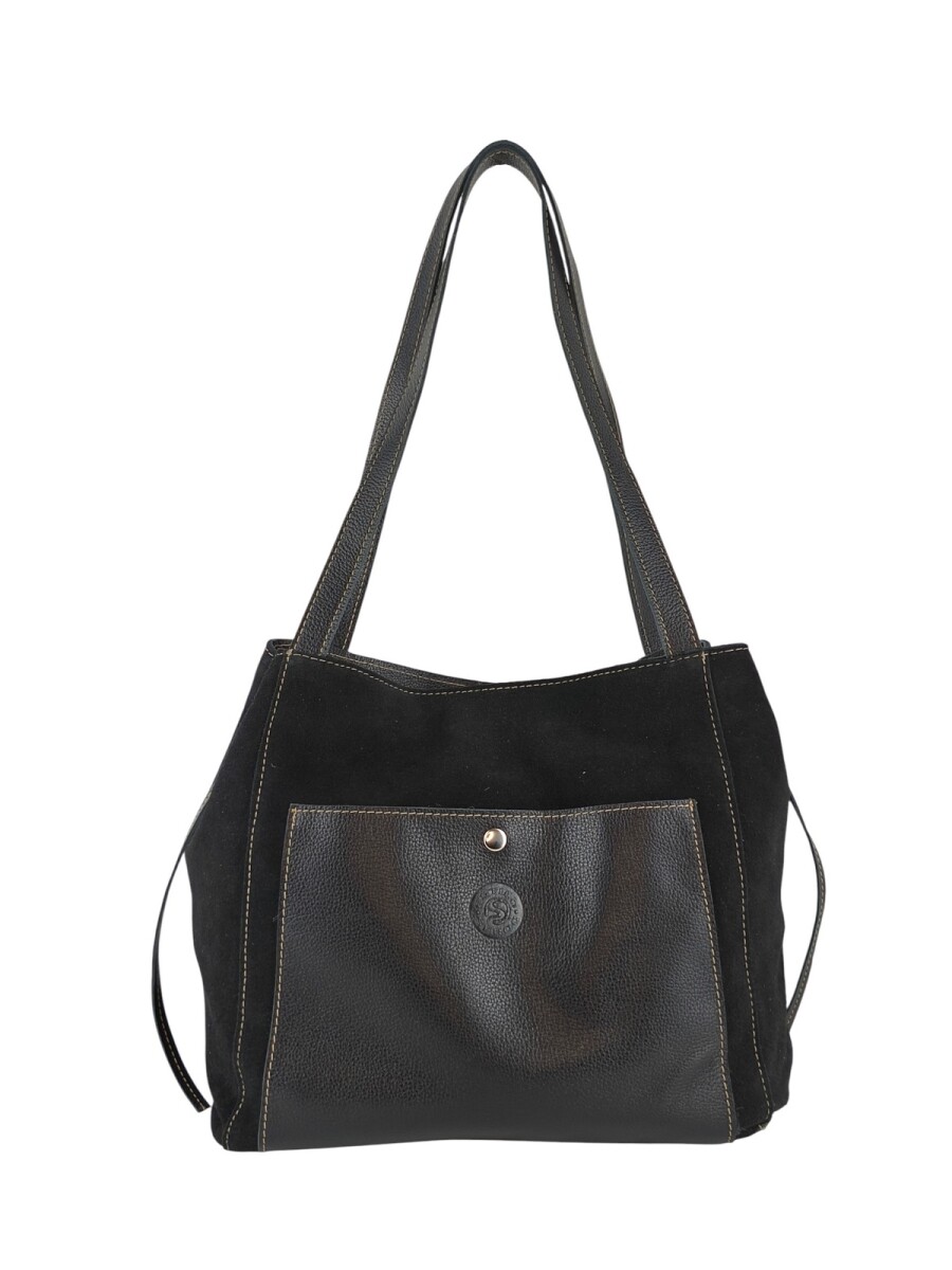 Bolso de cuero gamuza - Negro 