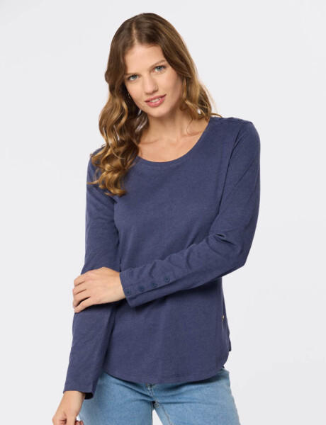 REMERA LISA CON BOTONES Azul