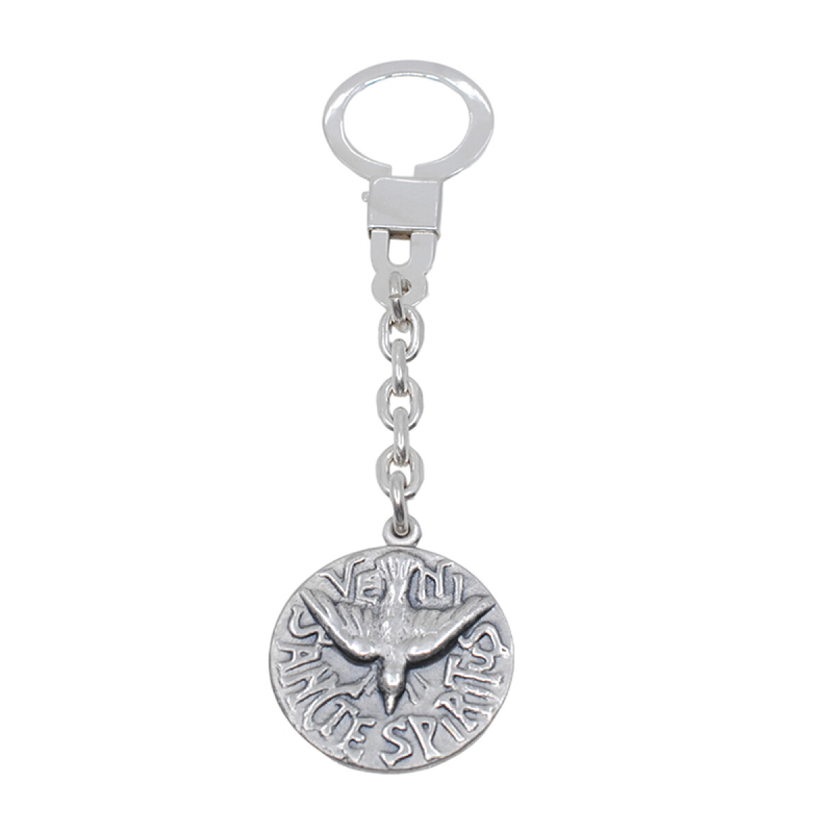 Llavero Plata 925 Medalla Espíritu Santo 