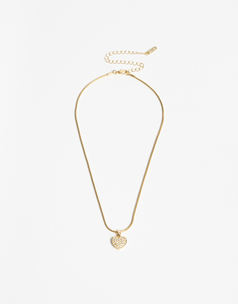 Cadena Corta con Dije Strass Cadena Con Dije Corazón Strass - Dorado