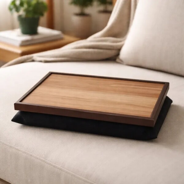 Bandeja Para Sofa Con Base Almohada - Color Chocolate con negro Bandeja Para Sofa Con Base Almohada - Color Chocolate con negro