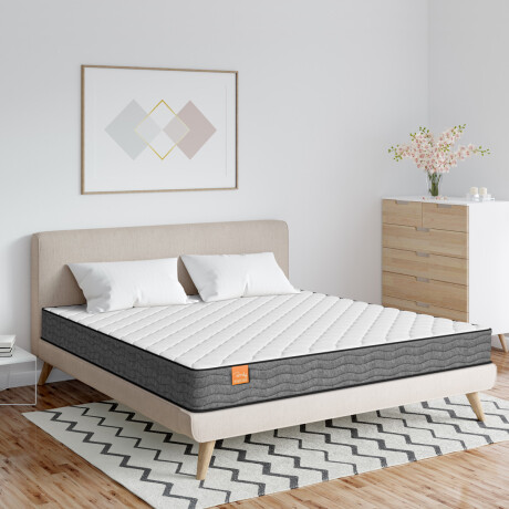 Colchon Espuma 2 Plazas Emily 17 Alta + 2 Almohadas Blanco