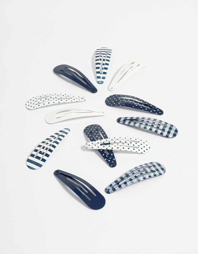 Hebillas Tic Tac Set por 12 Set De Hebillas Monocromáticas - Azul Marino