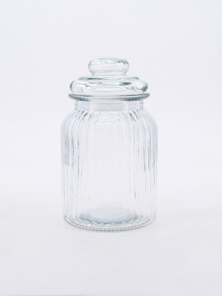 FRASCO DE VIDRIO CON TAPA TRANSPARENTE