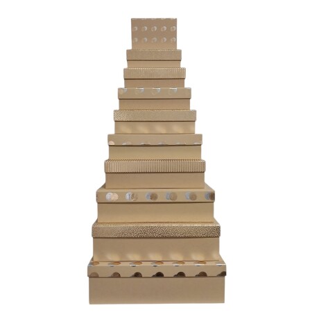 Set de 10 Cajas Patrones Simples Dorados