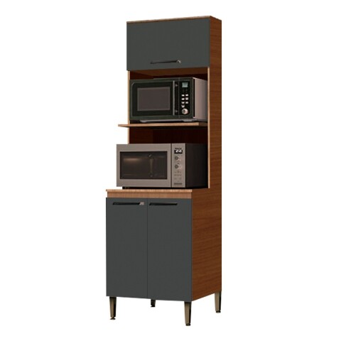 Torre Mueble Auxiliar Cocina P/ Horno Y Microondas Premium Color Grafito / Nogal Torre Mueble Auxiliar Cocina P/ Horno Y Microondas Premium Color Grafito / Nogal