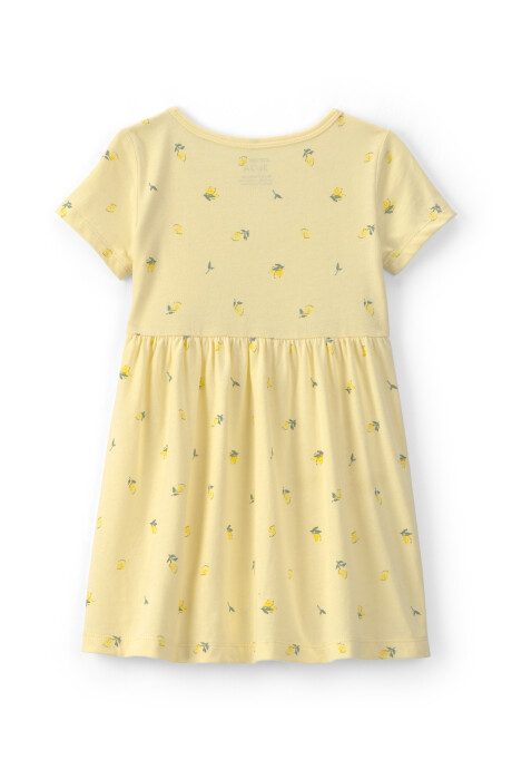 Vestido de algodón, manga corta, amarillo, diseño limones Sin color