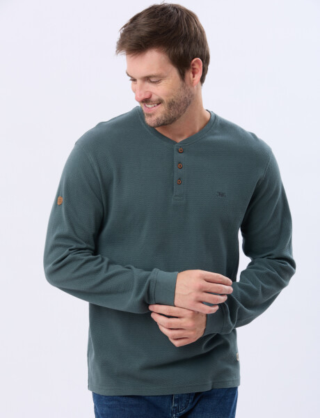 REMERA TEXTURADA DE ALGODÓN VERDE