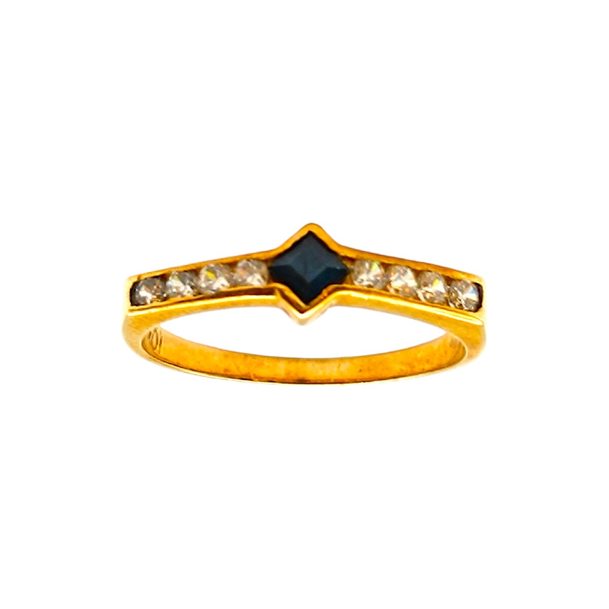 Anillo Halo-Oro Bajo-Piedra Zafiro y Zirconia-AN8116 - conpiedra 