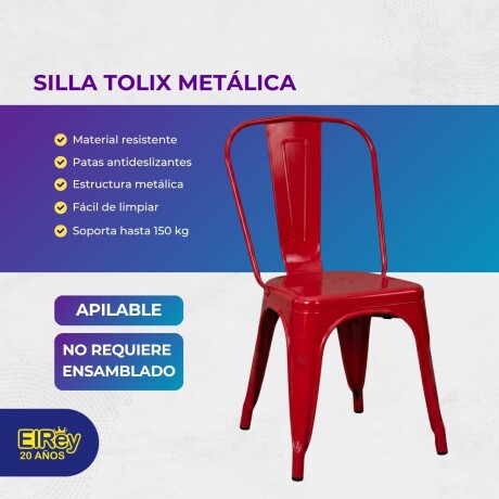 Silla Tolix Metálica Acero Industrial Sandman Comedor Rojo