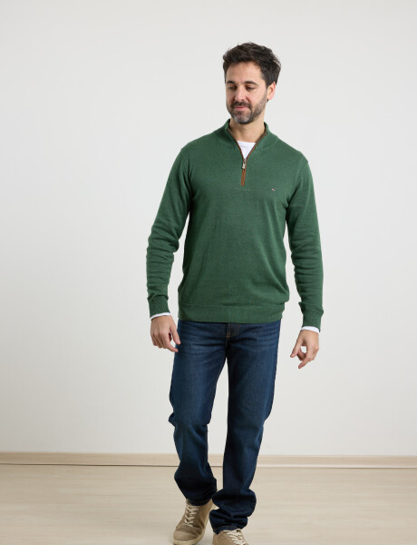Sweater Medio Cierre Harrington Label Verde
