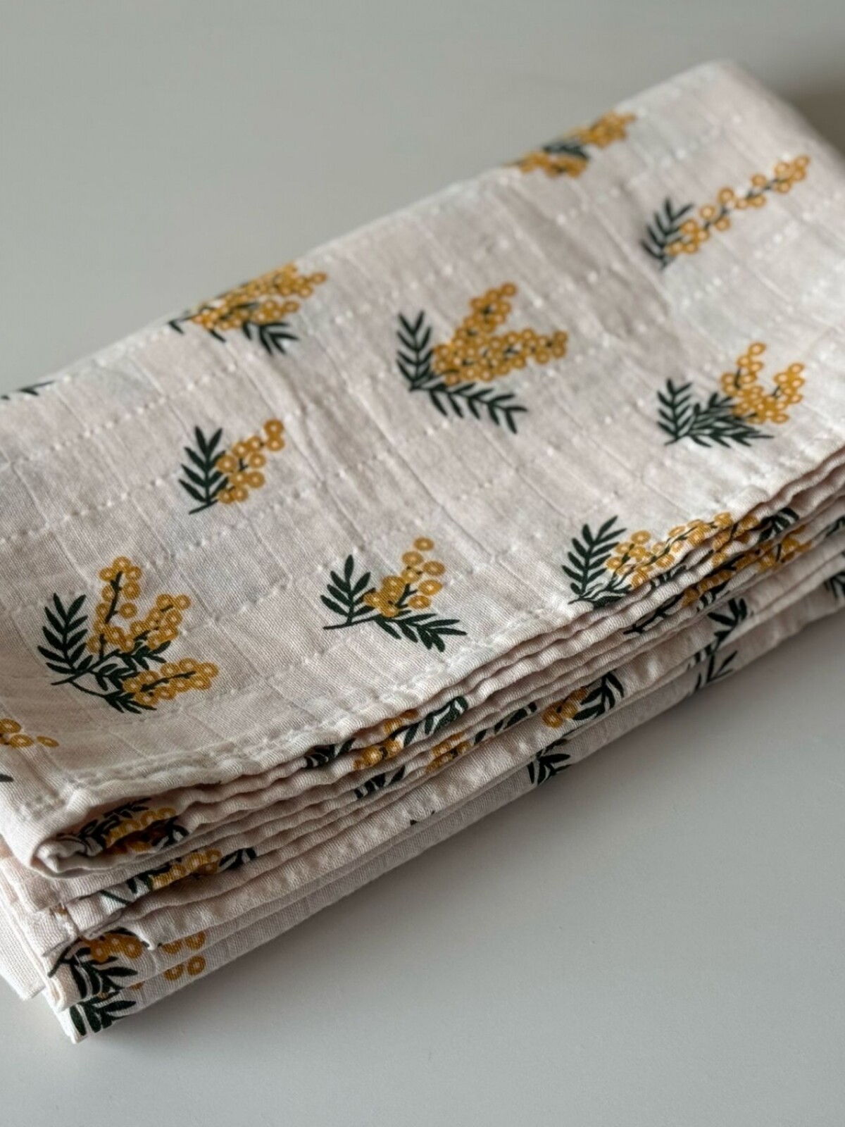 Manta de gasa de algodón Floral Mostaza