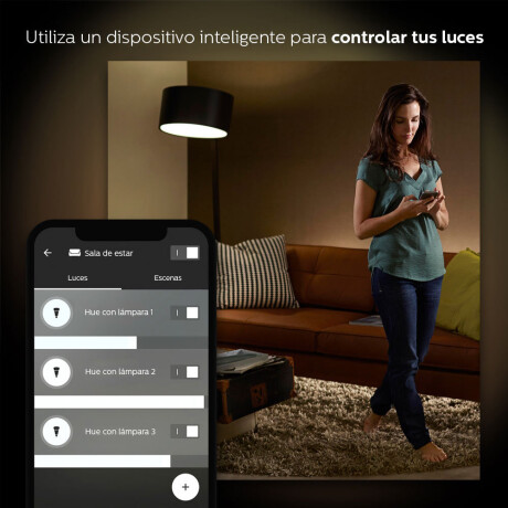 Philips Hue - Lámpara Led Inteligente 929001821602 - 9W. Blanco. A60. E27. 001