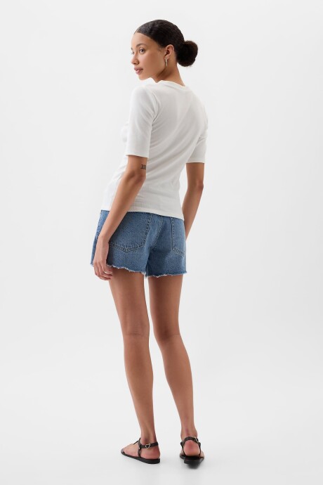 Remera Manga Corta Con Botones Mujer New Off White