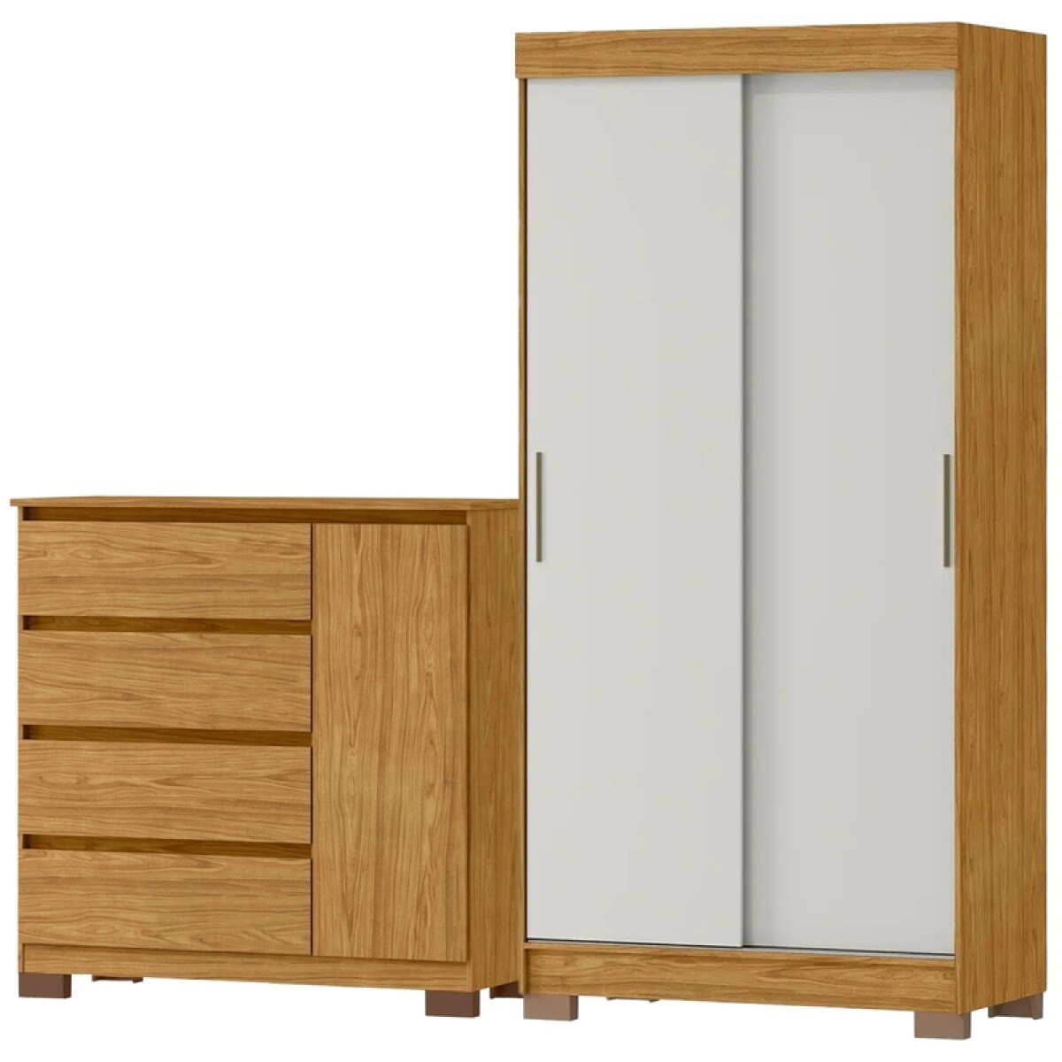 Juego de Dormitorio Ropero Antares 2 Puertas Corredizas y Comoda Vega 4 Cajones 