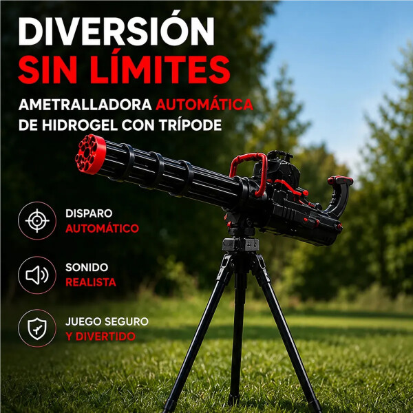 Ametralladora Lanza Bolas Hidrogel Con Tripode Jtjug100azu NEGRO