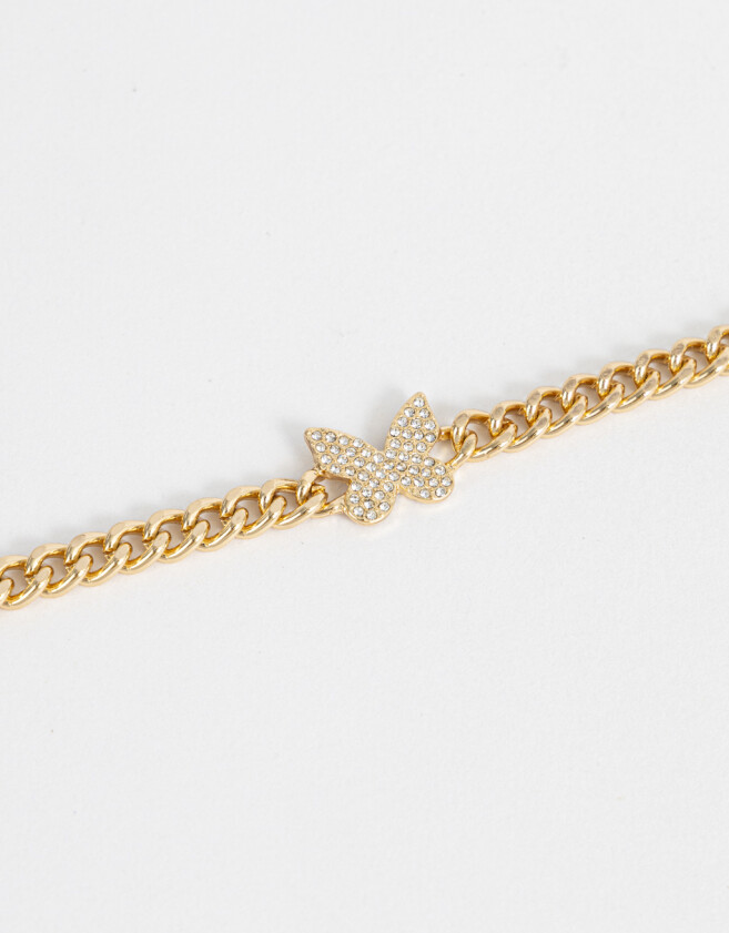 Pulseras Flexibles Con Mariposas Pulsera Flexible Dije Mariposa - Dorado