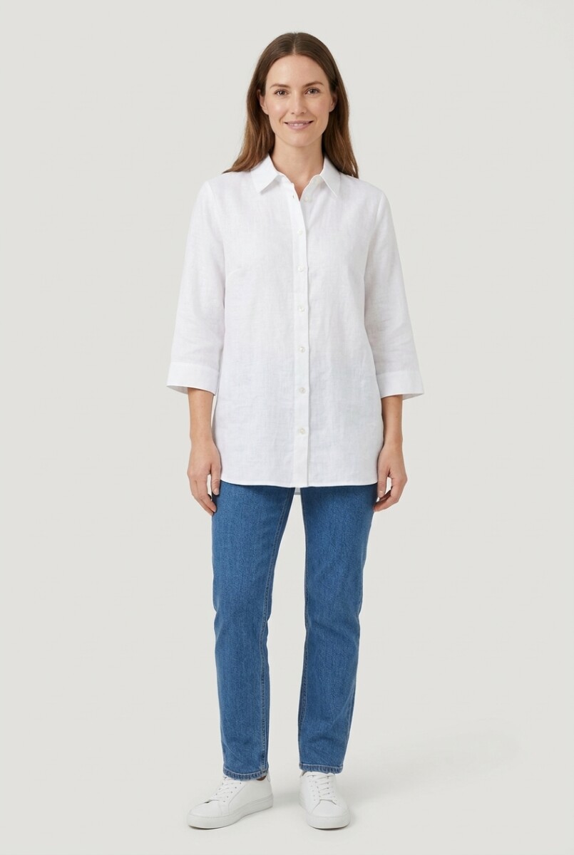 Camisa relaxed fit media cartera - Blanco 