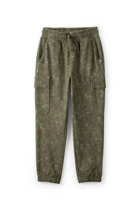 Pantalón deportivo cargo de algodón, verde Sin color