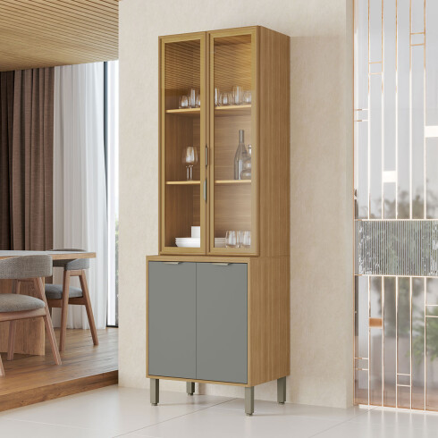 JUEGO COCINA MODULAR ARMARIO CRISTALERO MDP COLORS FREIJO FREIJO Y VERDE