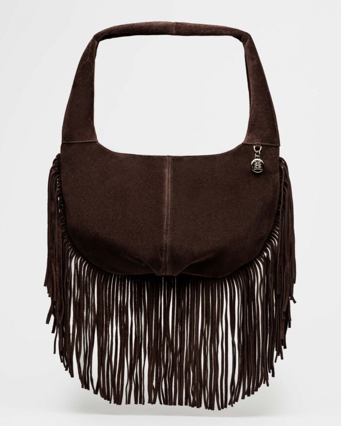 Bolso Amazonia En Cuero Gamuza Marron