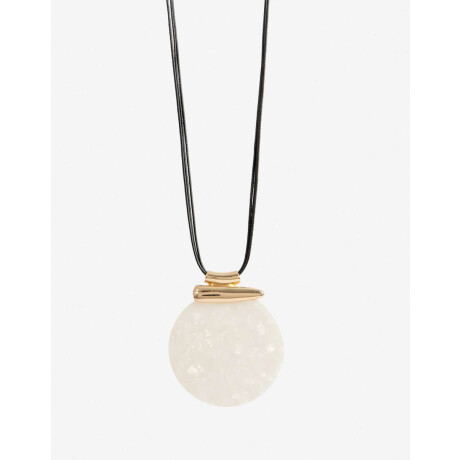 Collar Largo Cordón Y Acrílico Blanco Crema