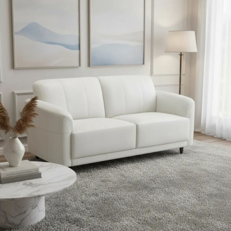 SOFA 2 CUERPOS - 100% CUERO - MODELO MARBELLA - COLOR BLANCO TIZA SOFA 2 CUERPOS - 100% CUERO - MODELO MARBELLA - COLOR BLANCO TIZA