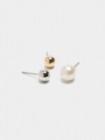 Pendientes De Esferas Bicolor Y Perlas bicolor