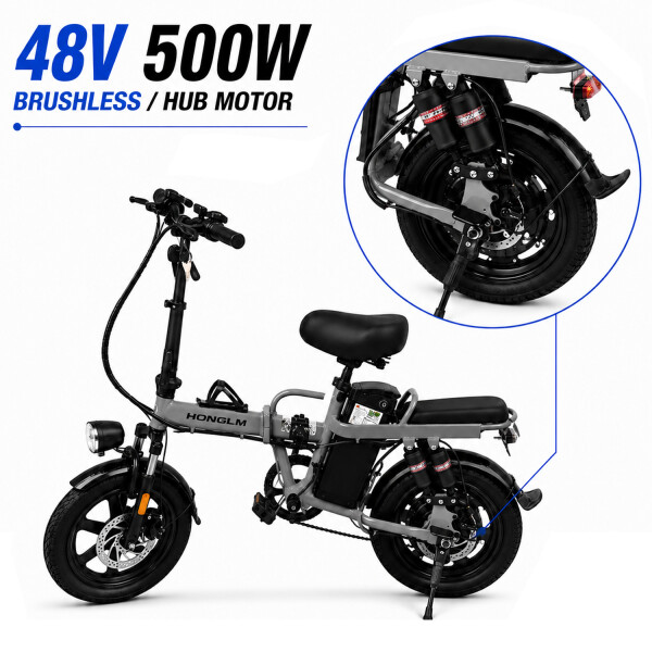 Bicicleta Eléctrica Sg04 Pl 16" 500w 100kg 35kmh GRIS