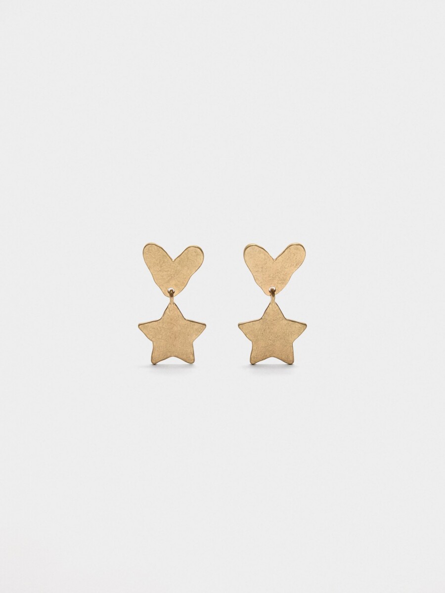 Pendientes De Corazón Y Estrella dorado