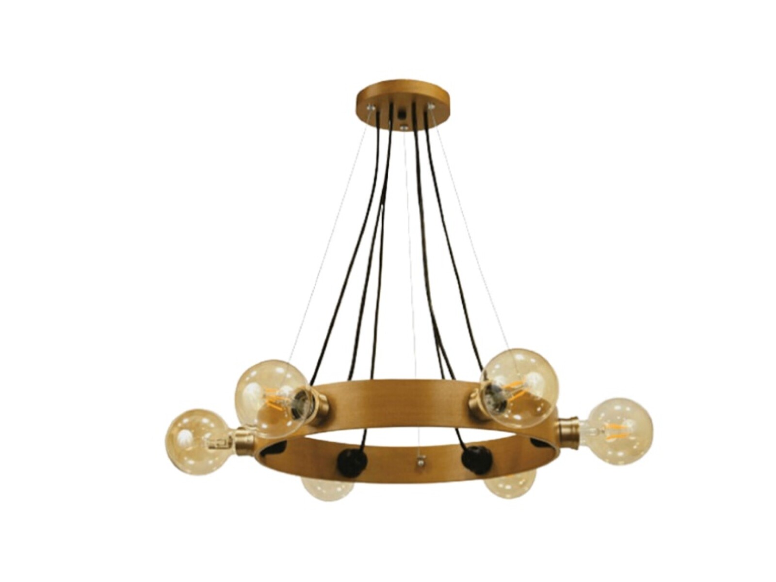 COLGANTE LETICIA 6 LUCES E27 MADERA 