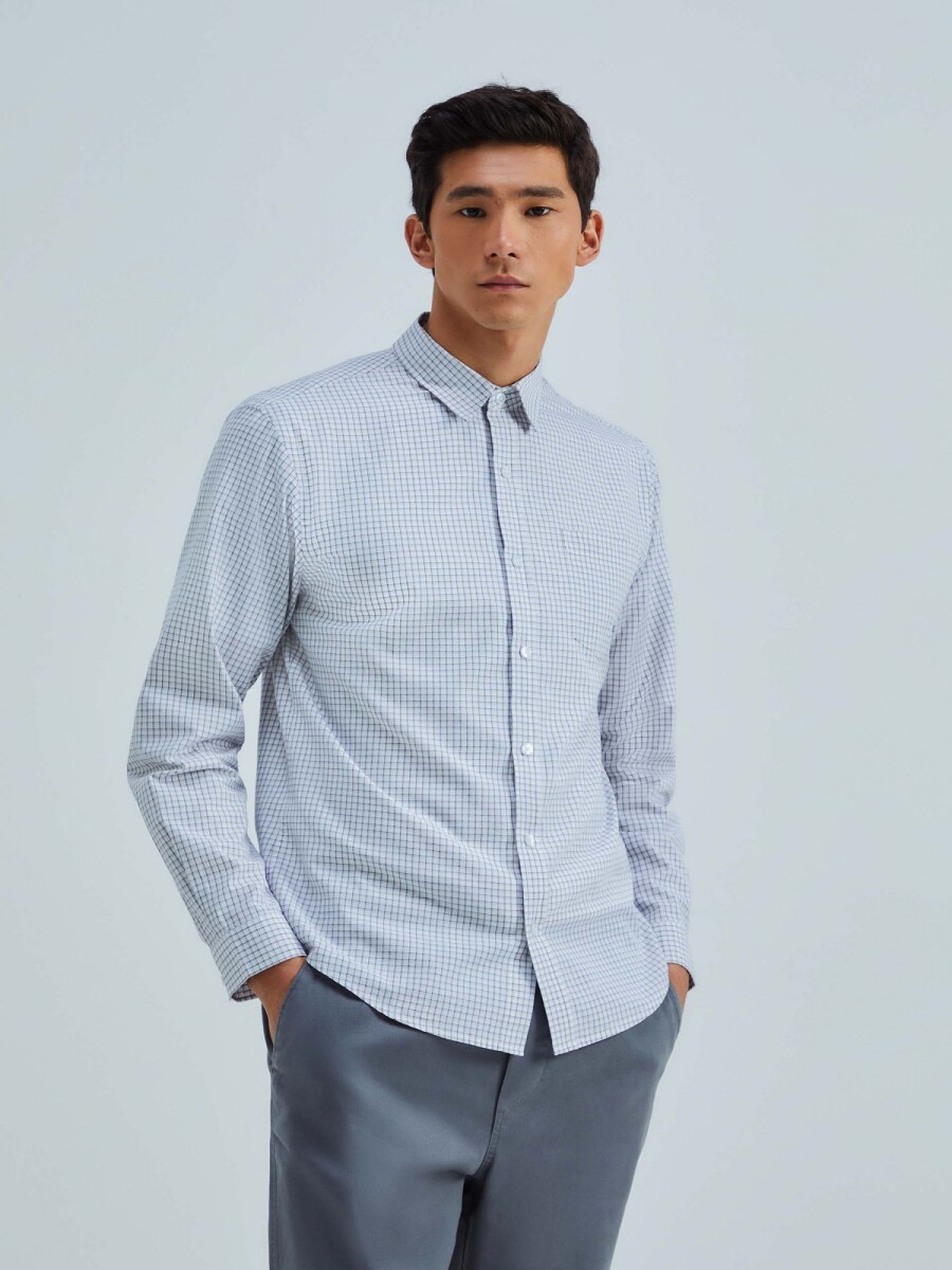 CAMISA MODELO SLIM A CUADRILLÉ - VERDE 