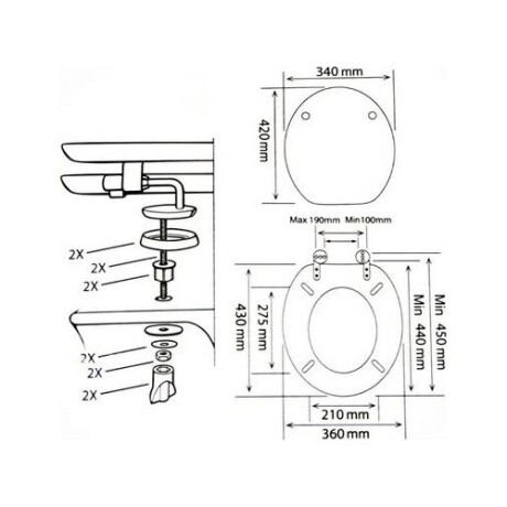 Tapa Para Inodoro Universal Amalfi Mdf Herrajes Acero Inox. Diseño 13