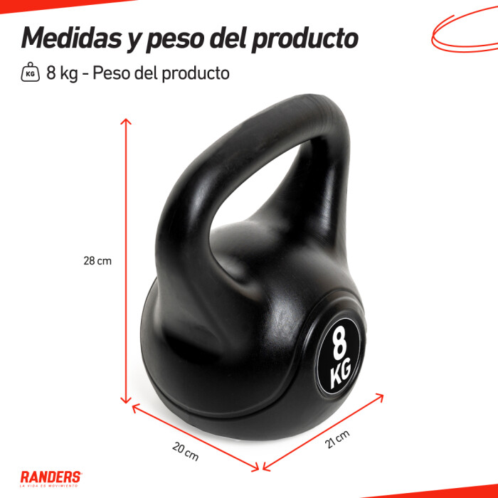 Pesa Rusa Kettlebell 8KG Recubierta PVC - Randers Pesa Rusa Kettlebell 8KG Recubierta PVC - Randers